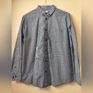 Dapper Boi - Blue Grid Poplin Long Sleeve Button-Up (Never Worn)